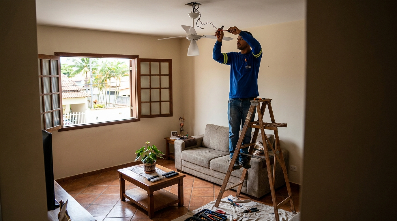 Instalacao de ventilador de teto profissional em Ponta Grossa‑PR