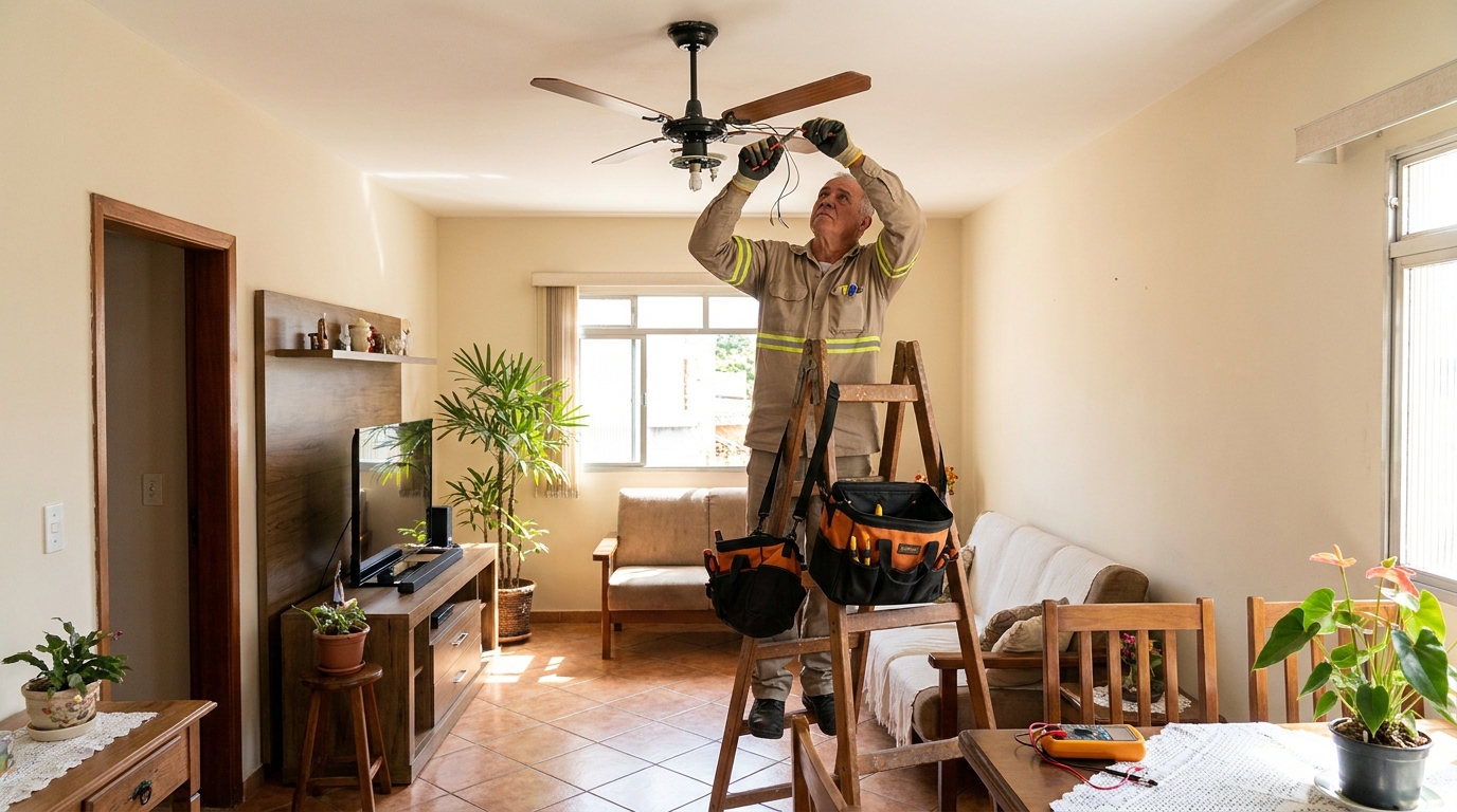 Montagem de ventilador de teto em Ponta Grossa‑PR